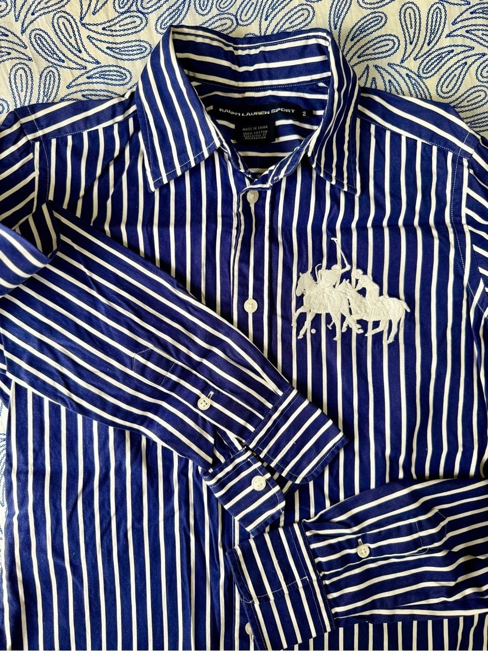 Polo Ralph Lauren Women’s Striped Button-Down in Blue & White. Like New